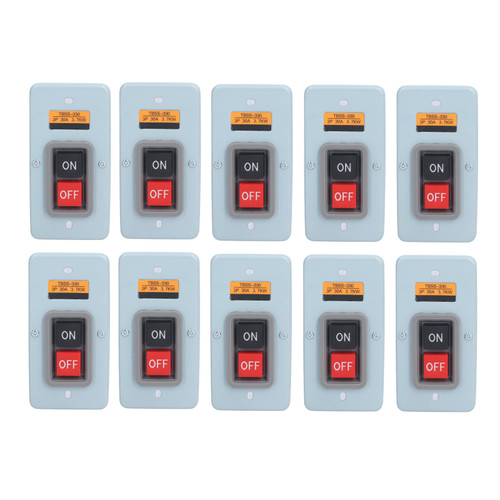 10Pcs Push Button Switch Press Power Control Station Box 3 Phase ON OFF 380V 30A TBSS‑330