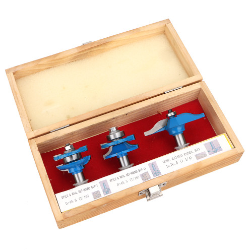 3pcs Cemented Carbide 1/2" Shank Router Bit Set Woodworking Milling Cutter Tool