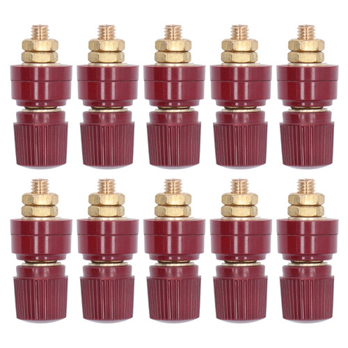 10Pcs 333 Full Brass Terminal M6 Screw Banana Plug Socket Terminal Binding Posts TerminalRed
