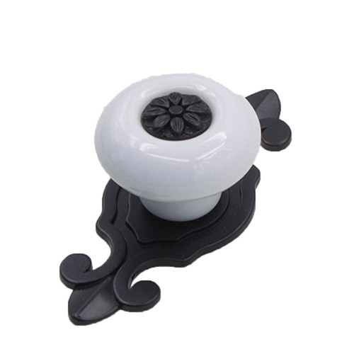 Vintage Ceramic Door Knob Drawer Cupboard Wardrobe Furniture Pull Handle (Black White)