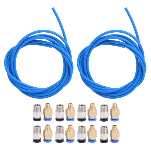 3D Printer Accessories 2Pcs Blue PTFE Tube 8Pcs M10 8Pcs M6 Pneumatic Connector
