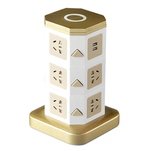 Vertical Outlet Power Strip USB Wireless Charger Multi Plug Charging Tower Desktop Power Station