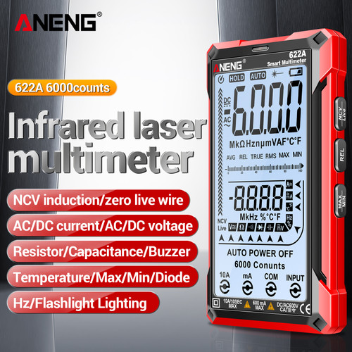 ANENG Digital Multimeter Tester Smart Touch Auto-Ranging 6000 Counts Rechargeable Anti-burning Ohm Amp VoltMeter With DC/AC Current Voltage Resistance Capacitor Frequency Temperature
