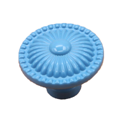 Round Ceramic Door Knob Drawer Cupboard Wardrobe Furniture Pull Handle Hardware (Blue)