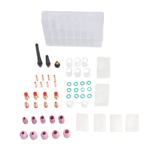 49PCS TIG Welding Torch Gas Lens #10 Glass Cup Kit for WP-17/18/26