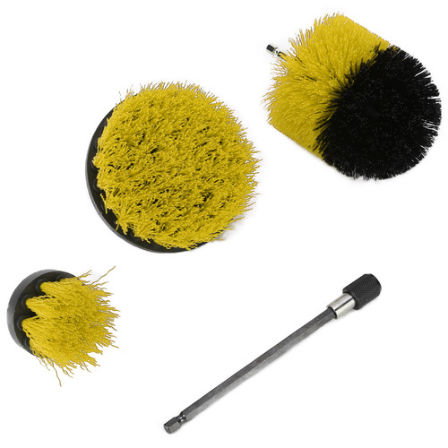 Drill Brushes Attachment Set Electric Extended Long Drill Cleaning Scrub Brushes KitYellow