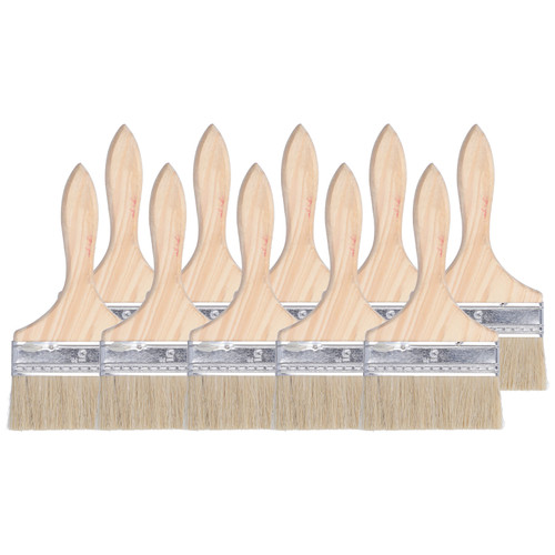 10Pcs Paint Brush Widening Flat Head Artificial Fur Wooden Handle Painting Cleaning Tool Set