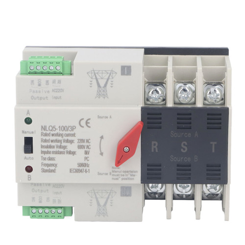 Dual Power Automatic Transfer Switch 3P Fast Switching Control Switch Silver Contact AC  for Safety