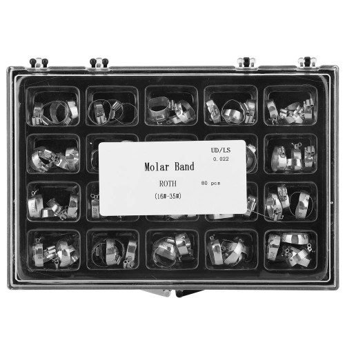 80Pcs Dental Orthodontic Tube Molar Band Set Teeth Accessories16# to 35#