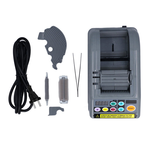 Automatic Tape Dispenser Cutter Electric Ribbon Cutting Machine 6‑60mm Width 999mm Long for Shipping Gift Wrapping Gray EU Plug 220‑240V