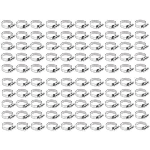 100Pcs 18-32mm Hose Clamp Stainless Steel Cross Pipe Band Clip Fastener with 10mm Width