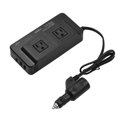 200W Power Inverter Portable DC 12V to AC 220V Car Inverter Power Converter Transformer with Dual Sockets & USB Ports for Car RV