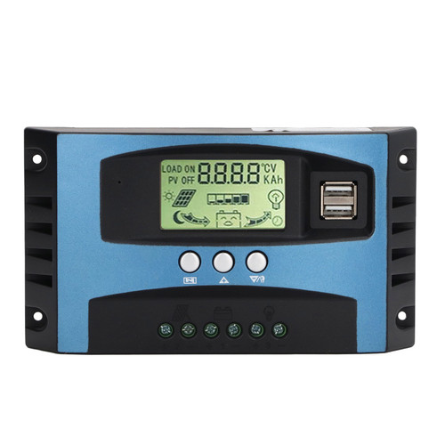 MPPT Solar Charge Controller 12V 24V Auto Identification LCD Display Dual USB Output Adjustable Solar Power Regulator 30A