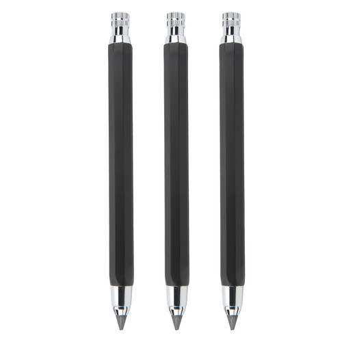 3Pcs Mechanical Carpenter Pencil 5.6mm Scribing Tool Marker Set Kit for Woodworking Black