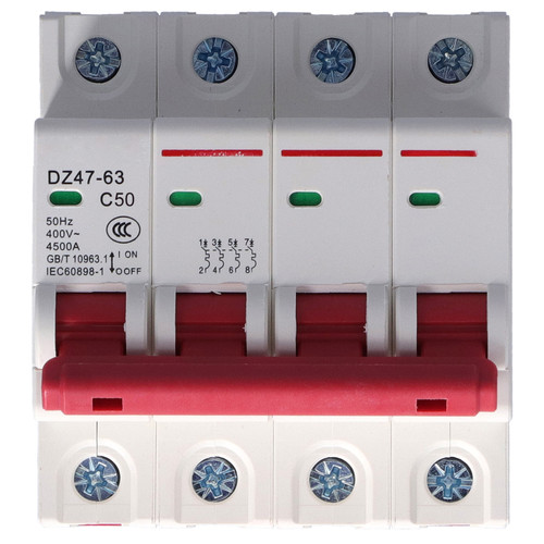 Circuit Breaker 4P Mini Air Switch MCB Overload Short Protection 400V for Household50A