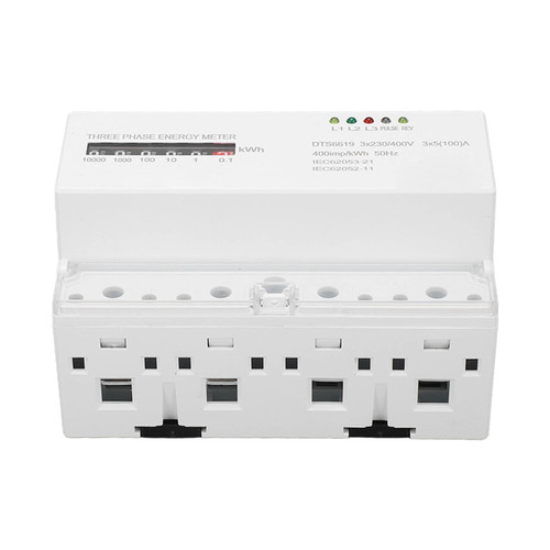 Electric Meter Din Rail 3 Phase 4 Wire KWh Energy Electricity Power Consumption Wattmeter 230V 400V 5‑100A