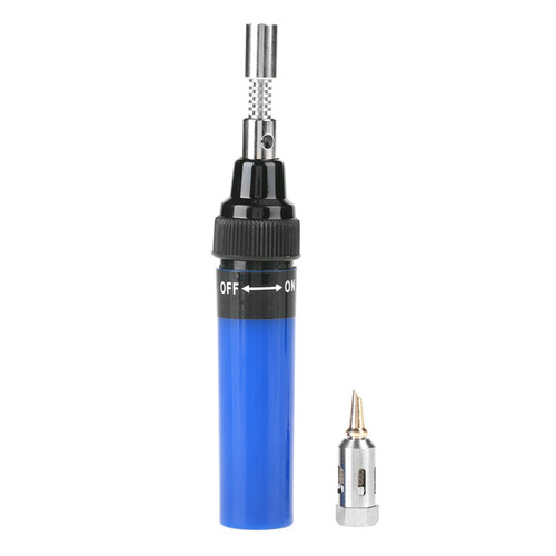 Cordless Butane Gas Blow Torch Soldering Iron Gun Welding Pen Tool 1300℃ (Blue)