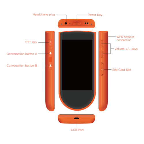 DOSMONO Portable Language Translator Device 72 Languages Real-time 2-WAY Voice Translator 32 Accents Multilingual Text & Photo Translating Chinese/English/Japanese/Korean Support Map Global Position System Tourist Attractions Introduction Black
