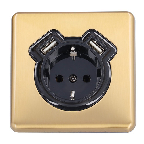 Wall Socket European Retro Bronze Flame Retardant Electrical Outlets with Dual USB for Bedroom Kitchen