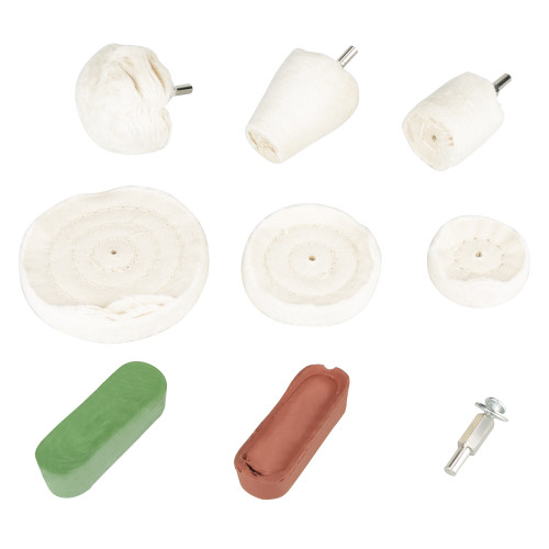 9pcs Cone Cylinder Mushroom Mop Buffing Wheel Compound Brown/Green Polishing Kit