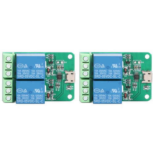2Pcs Relay Module 2 Channel 5V Plug and Play USB PC Intelligent Control Electric Relay