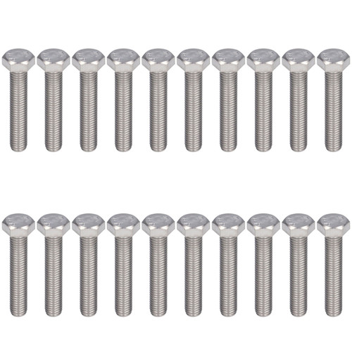 20Pcs Hex Bolt Coarse Thread Set Screws Fully Threaded Bolts A2 Stainless Steel M10x1.5 DIN 933M10x55
