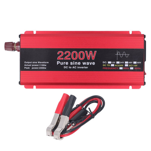 2200W Pure Sine Wave Inverter DC 12V to AC  Solar Wind Power Inverter for Outdoor Vehicle
