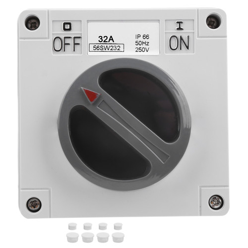 Outdoor Waterproof Switch Socket Dustproof Isolation Rotary OnOff Buttons and Indicators 250V(2P32A )