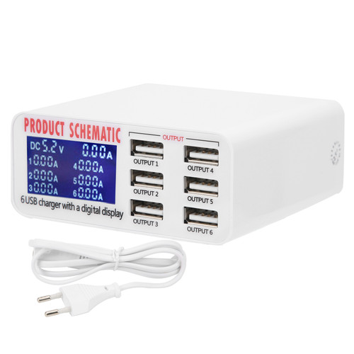USB Ports Charger Smart Charging Power Supply Adapter 40W  100‑240V 50‑60Hz
