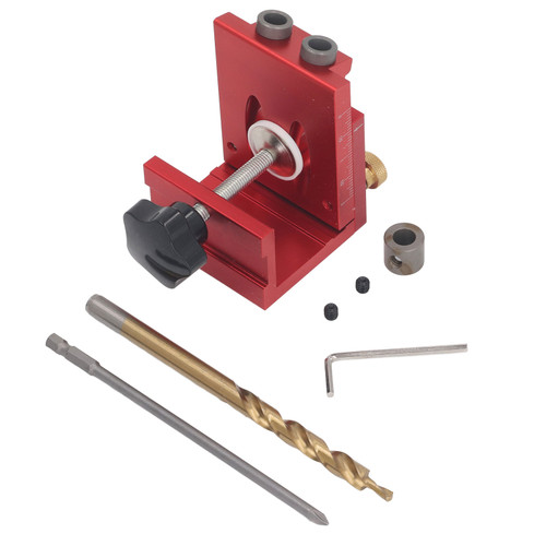 Pocket Hole Jig Kit Aluminum Alloy Woodworking 15 Degree Inclined Hole Locator for 12‑45mm Board Thickness