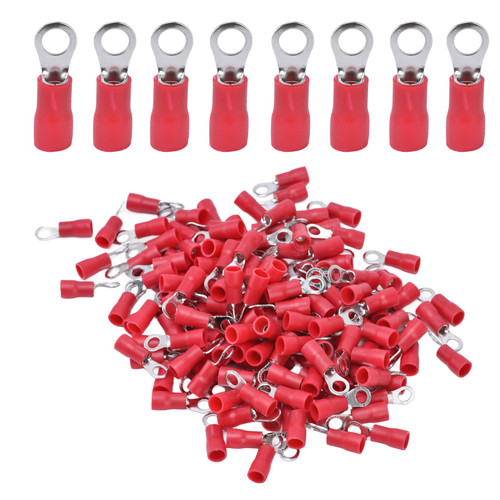 150Pcs Pre Insulated Crimp Terminals Copper PVC Ring Type Wire Connector for Machinery AWG 14‑12