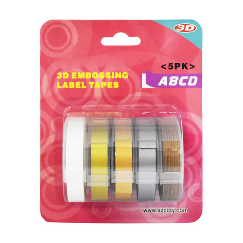 5 Pack Replacement for Label Maker Refills 9mm*300cm/Roll Manual Embossing Label Tape Refills Compatible with DYMO 12813/12814/1610/1540/1535/1575/17266