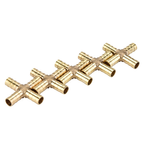 5pcs Brass Cross 4 Way Hose Joiner Fittings Barbed Connector Air Water Oil Gas Fuel 6/8/10/12mm