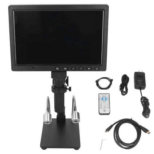 LCD Digital Microscope 10.1 Inch 16MP 1080P Video Microscope with 150X C Mounting Lens LED Lamp Metal Bracket 100‑240V US Plug
