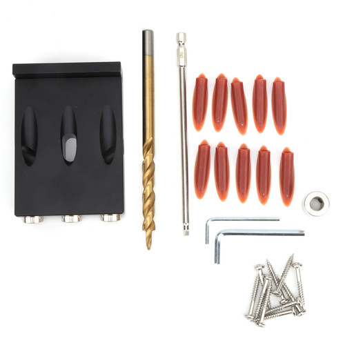Oblique Drill Guide Positioner Hole Jig Kit 15 Degree Angle Locator Woodworking Tool