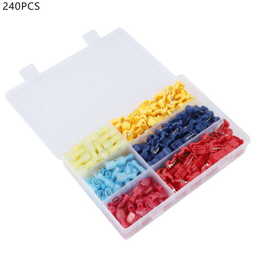 240pcs Set T Type Quick Splice Crimp Terminal Cable Wire Wiring Connector Accessories