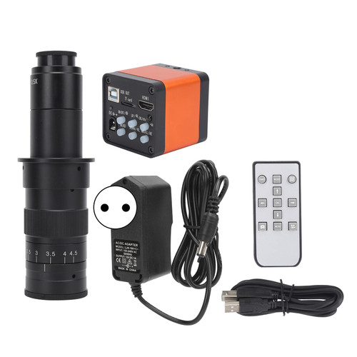 Full HD Microscope Camera 30MP 1080P 2K 60FPS Digital Microscope Camera with 10‑180X C Mount Lens for Industry AC100‑240VEU Plug
