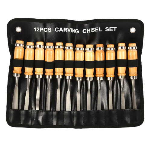 12PCS Wood Carving Hand Chisel Set Woodworking Professional Lathe Gouges Tools