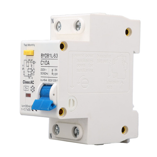 AC Type Leakage Protection Switch Din Rail Mount 1P Miniature Ground Circuit Breaker  10A