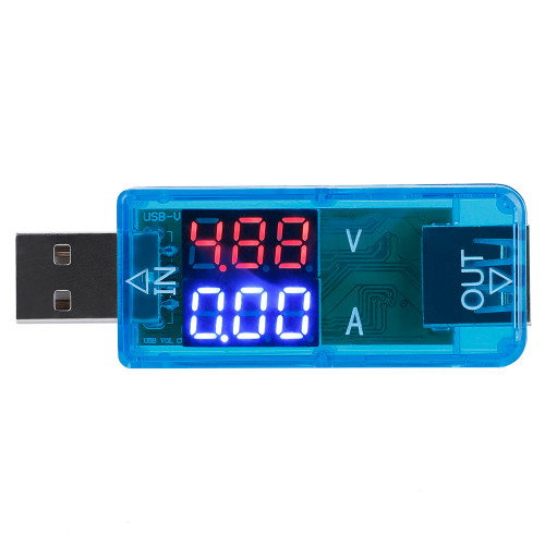 USB Color LCD Voltmeter Ammeter Current Meter Multimeter Charger USB Tester (Blue)