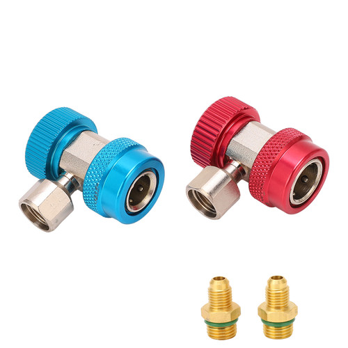R134a Quick Coupler Adapters Professional Adjustable Air Conditioning Manifold Meter Hose Conversion Kit 1/4in