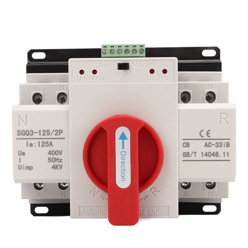 Dual Power Automatic Transfer Switch Red Handle 125A Generator Changeover Switch for Industry 400V