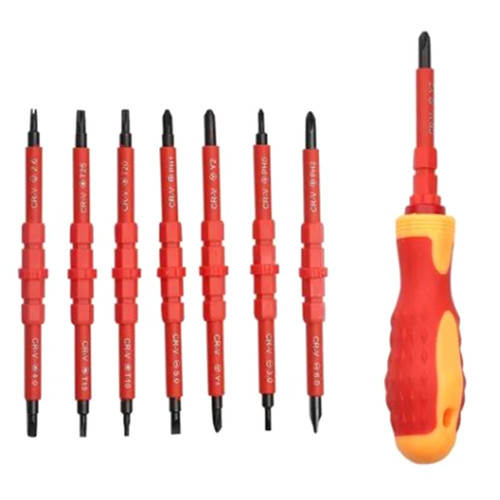 Insulated Screwdriver Set Chrome Vanadium Alloy Steel ABS Interchangeable Blade Screwdriver for Electrician