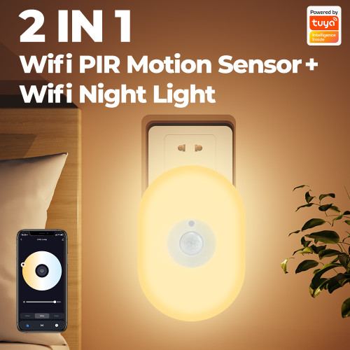 Tuya WiFi Intelligent Humanbody Induction Small Night Lamp Multi-Gear Dimming Household Bedside Light Mobilepohone Control Colorful Bedroom Lamp Compatible with Amazon Alexa  Home