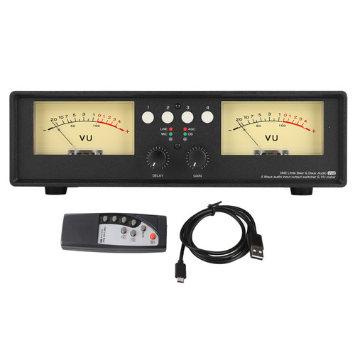 Audio Splitter Switcher Box 4 Way Support Simultaneous Work Stereo Audio Switch Box Selector for Laptop Yellow Backlight