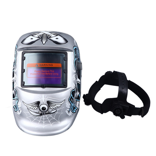 Auto Darkening Welding Helmet 93x43mm Large View Screen 2 Sensors Adjustable Solar Powered Welding Helmet Silver