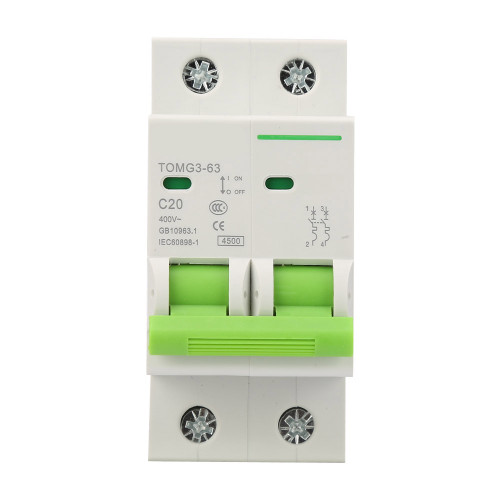 TOMG3-63 2P C type Miniature Circuit Breaker Leakage Protection Air Switch (20A)