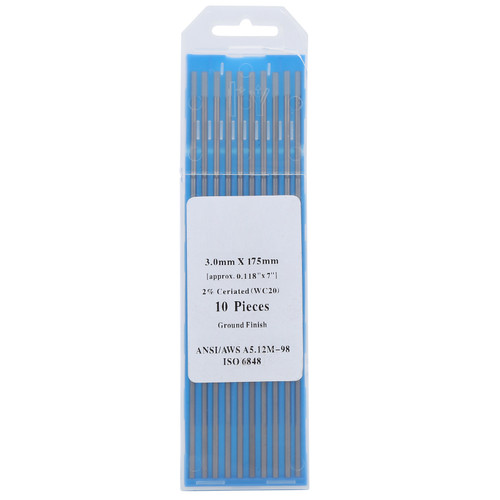 10Pcs Cerium Tungsten Electrodes TIG Welding Argon Arc Needle Grey Head WC20 3x175mm