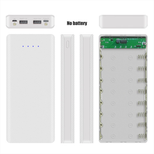 5V 2A 2 USB Ports Power Bank Case Kit DIY 8X 18650 Battery Charger Box DIY Plastic Shell Box with Power Indicator
