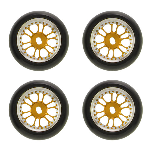 4Pcs RC Drift Tire Strong Cushioning High Abrasion Resistance Easy Installation RC Car Tires for 1/28 RC Car Gold